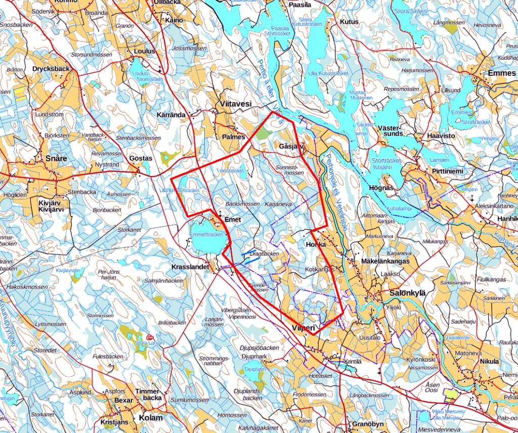 GTK tekee Kruunupyyn ja Kaustisen alueella kallioperänäytteenottoa timanttikairauksella kartalla merkityllä alueella
