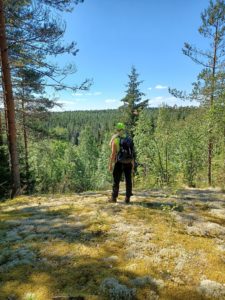 Summer trainee woman in a forest