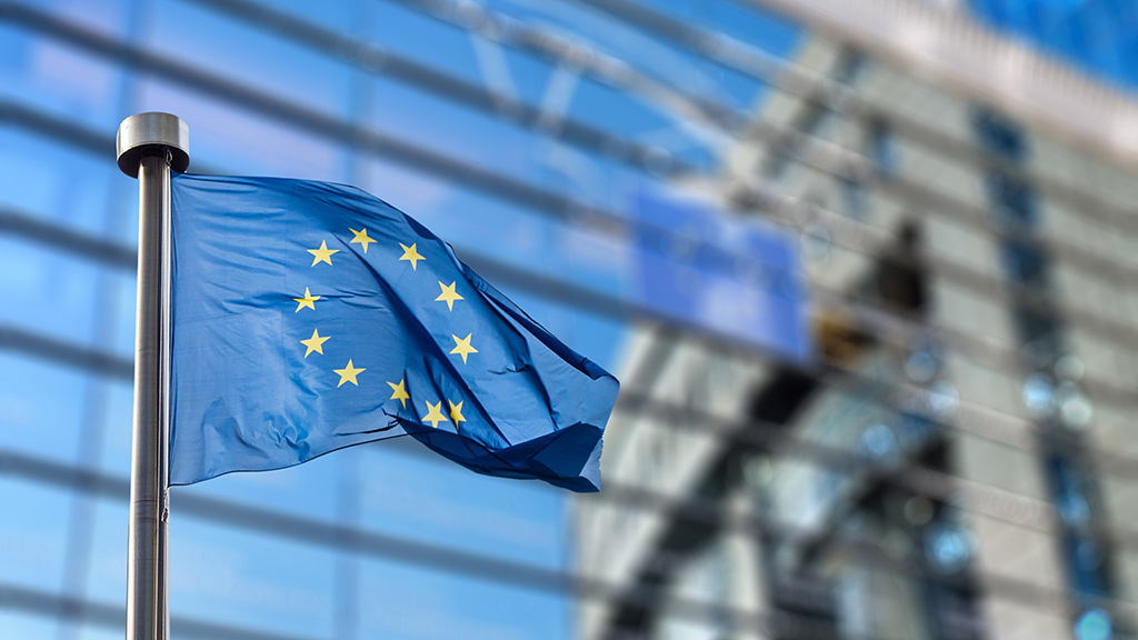 EU-lippu lipputangossa rakennuksen edessä