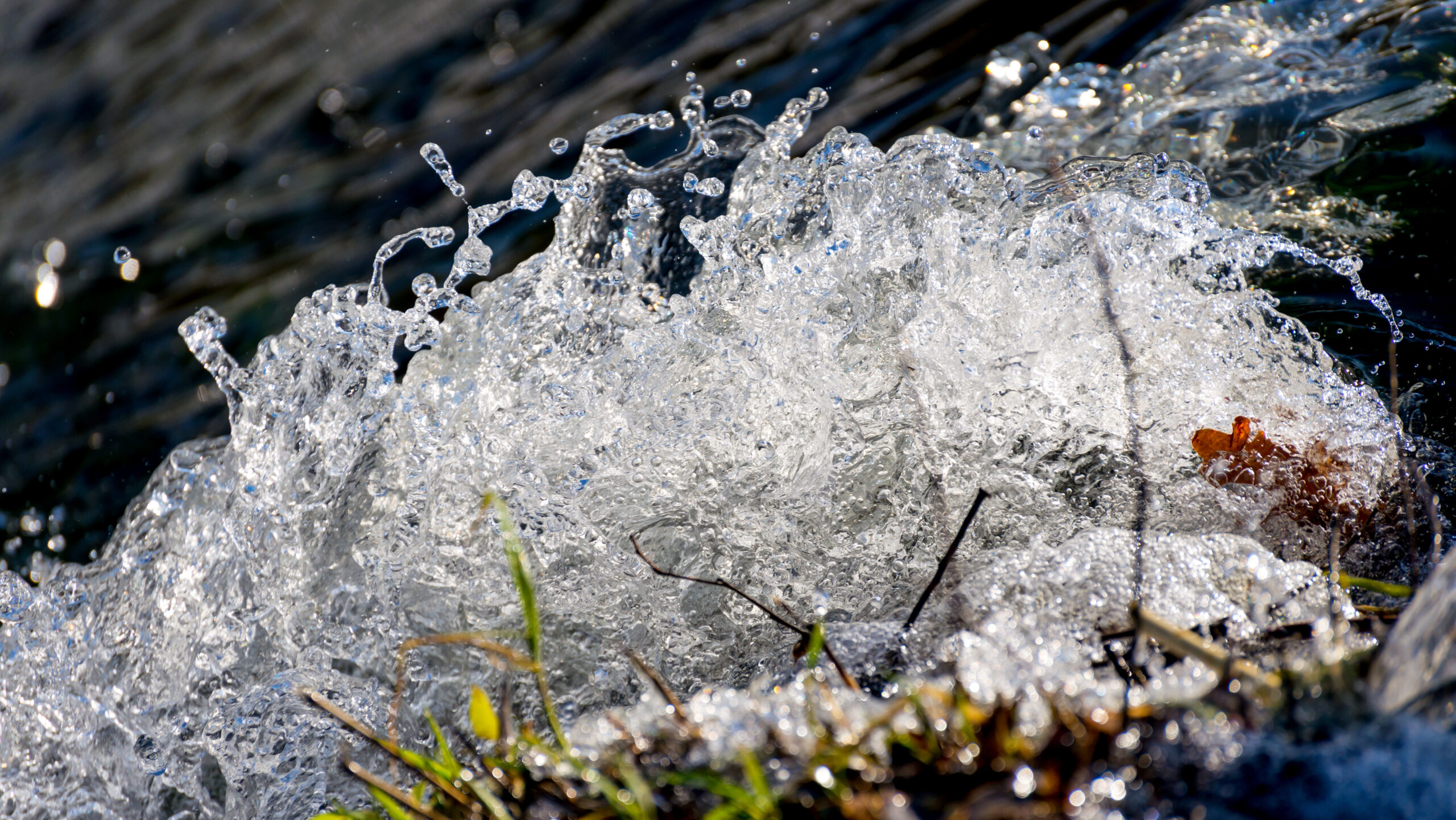 Close up Water flowing from the dam