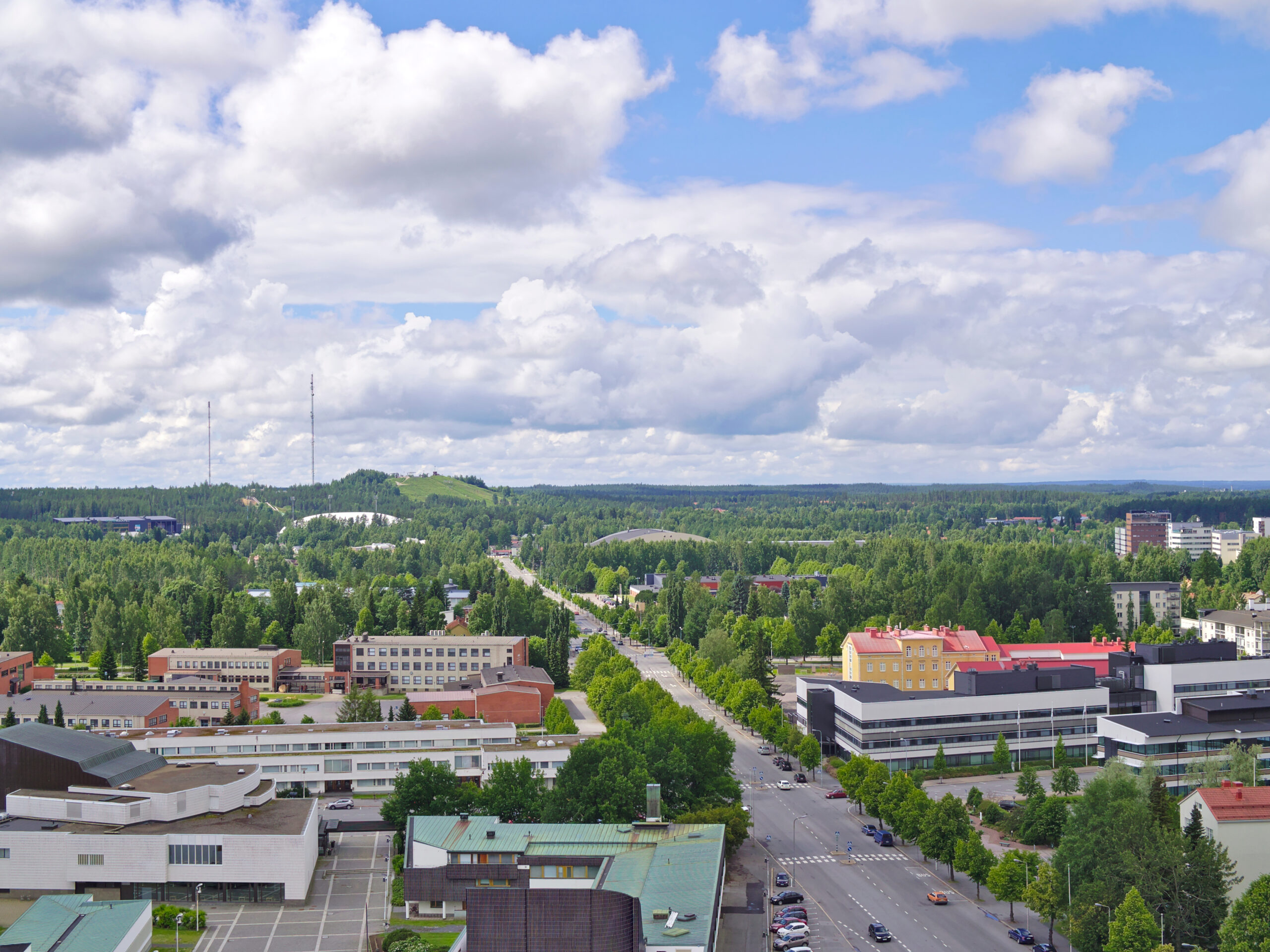 View over town of Seinäjoki in Finland. Green urban landscape.