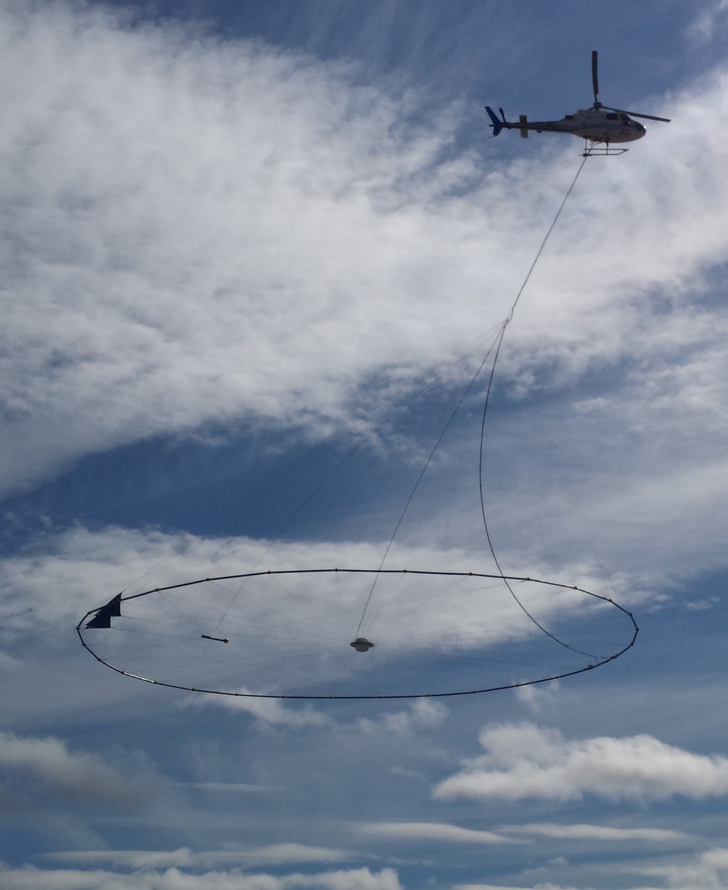 Lentomittauksissa käytetty, helikopterin kuljettama mittauslaitteisto.