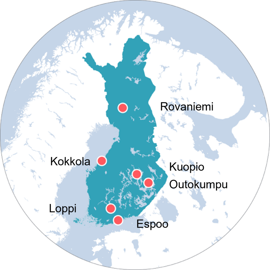 Geologian tutkimuskeskuksen toimipaikat kartalla